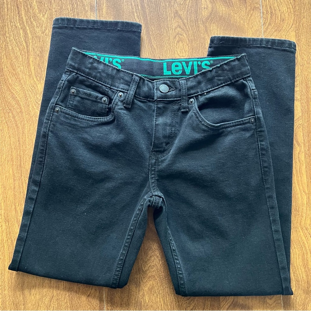 Levi’s 511 Black Dark Wash Adjustable waistband Boys Denim Jeans kids size 10R